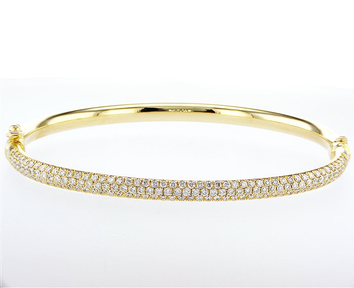 צמיד בנגל משובץ 3 שורות יהלומים