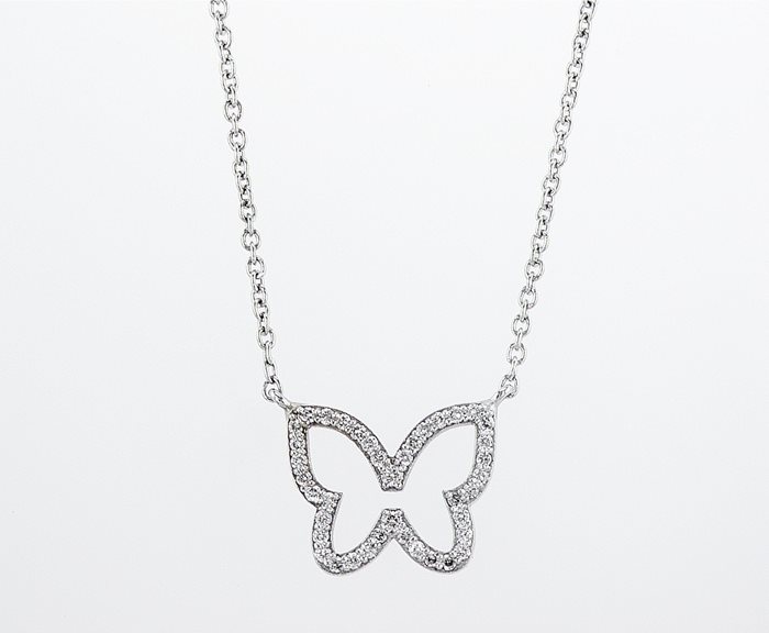 שרשרת עם תליון פרפר משובץ יהלומים 