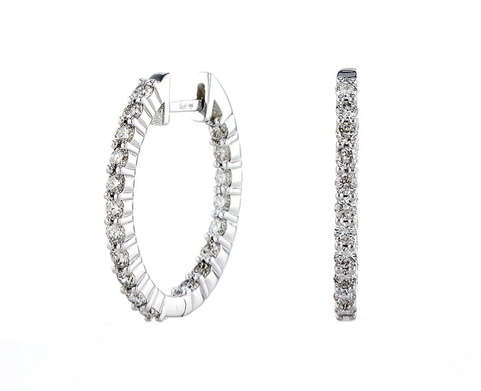 עגילי חישוק בצורת אליפסה משובצים בפנים ובחוץ