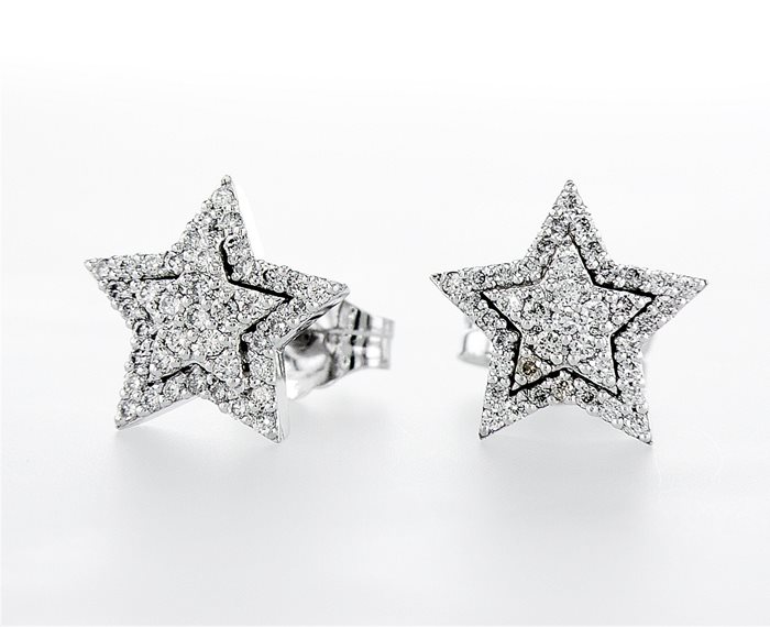 עגילי כוכב משובצים יהלומים