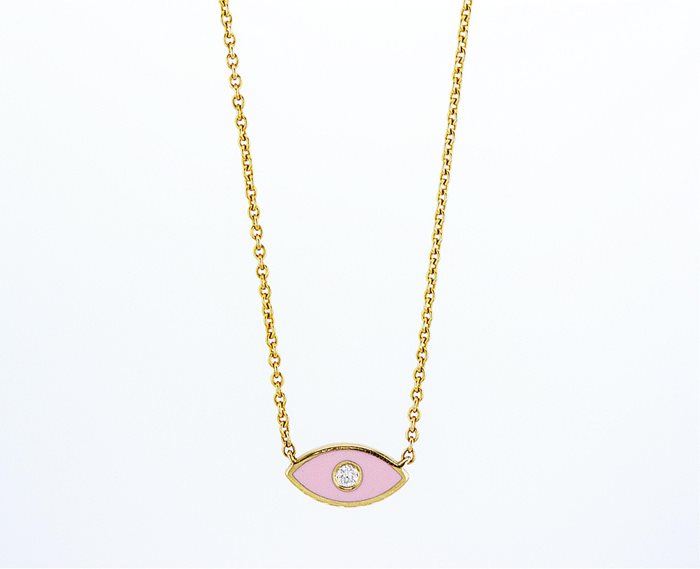 שרשרת עין עם יהלום ואמייל מסביב