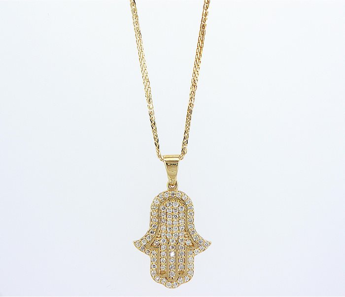 שרשרת תליון חמסה משובצת יהלומים